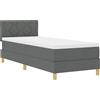 vidaXL Letto boxspring a LED vidaXL con cuscini, grigio scuro, 80 x 200 cm, tessuto