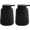 MSV - Dispenser di Sapone in Ceramica MAONIE - Nero Opaco - Design Elegante e Moderno - per Bagno e Cucina - Ricaricabile e Pratico - Ideale per l'uso Quotidiano (Confezione da 2)