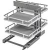 GTV Sistema Estraibile Angolare MOVIX PRO, 4 Cesti con Tappetino Antiscivolo, Chiusura Ammortizzata, per Mobile Base da 900mm, Portata 24kg, Cromo