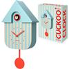 Fisura - Orologio a cucù a righe blu e beige con quadrante rosso. Orologio da parete originale beige e blu. Decorazione regalo. 3 batterie AA non incluse. Dimensioni: 21,5 x 8 x 41,5. Plastica ABS.