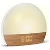 mooov 477356 - Sveglia simulatore di alba Lumiere Progressive su settore, illuminazione per luminoterapia, luce bianca o colore, ricarica porta USB-A, effetto naturale legno