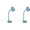 Briloner - Lampada da comodino, lampada da scrivania orientabile, lampada da tavolo GU10 per ufficio con interruttore a cavo, lampada da lettura, 9W, 130x385mm (DxA), metallo, blu (Confezione da 2)