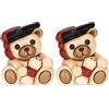 THUN, Bomboniera Teddy Laurea in Ceramica Decorata a Mano, Versione Piccola, 5.5 x 4.7 x 7.7 cm h (Confezione da 2)