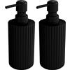 Allstar, Dispenser di sapone liquido Minas nero - capacità: 0,28 l, polipropilene, 7 x 18 x 7 cm, colore nero, (Confezione da 2)