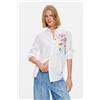 Desigual, Camicia ricamata con fiori, Donna, Viscosa, Bianco, L