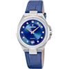 Festina Orologio Donna Analogico Cinturino in Pelle Blu - Quarzo - Vetro minerale alta resistenza - Impermeabile 5 ATM - Elegante classico vintage - Data F20701/4 - Mademoiselle
