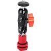 SZRIG Supporto a testa sferica girevole a 360° con attacco a vite da 1/4-20 + supporto per fotocamera hot shoe per monitor DSLR (rosso)