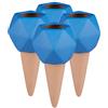 Relaxdays Set Irrigazione a Goccia, Set 4 Coni Annaffiatori con Sfera, per Bottiglie 1,5 L, Irrigatori, Terracotta/Blu