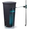 Prosperplast Barile per acqua piovana in plastica liscia da 200 litri di colore antracite 60(lunghezza)x60(larghezza)x106,6(altezza)cm+set di accessori icanset7