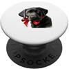 Pawprint Studio Black Lab - Ritratto artistico con cane labrador con fiocco rosso PopSockets PopGrip Adesivo