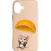 namo-Tee Custodia per iPhone 16 Plus Simpatico topolino con paracadute arancione - motivo animale fruttato