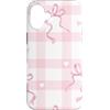 Floral Aesthetic Flower Botanical Gifts Custodia per iPhone 16 Plus Carino Rosa Pastello Girly Bow Stripes A Scacchi