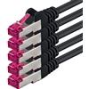 1aTTack.de Cat6a CAT6 5x 3.0m Cavo di rete LAN SFTP PIMF 10Gb/s - nero | Cavo patch Ethernet certificato GHMT, LSZH, per router, modem, switch, PC e console, con connettori RJ45