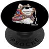 Vintage Retro Knitting Cute Lover Women Siberian Husky Dog Granny - Filato quadrato per uncinetto PopSockets PopGrip Adesivo