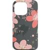 Floral Aesthetic Flower Botanical Gifts Custodia per iPhone 13 Pro Motivo floreale verde scuro con fiori rosa