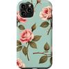 Floral Aesthetic Flower Botanical Gifts Custodia per iPhone 11 Pro Rose rosa vintage fiori floreali verde menta