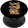 Vintage Retro Knitting Cute Lover Women Filato quadrato all'uncinetto per cani Yorkshire Terrier Yorkie Granny PopSockets PopGrip Adesivo