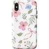 Floral Aesthetic Flower Botanical Gifts Custodia per iPhone X/XS Carino Crema Rosa Floreale Fiocco Foglie Modello Vintage