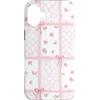 Coquette Aesthetic Pink Flowers Gingham Custodia per iPhone 16 Plus Fiocchi rosa pastello con fiori floreali a scacchi