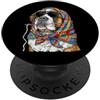 Vintage Retro Knitting Cute Lover Women St. Bernard Dog Granny Square Crochet Yarn Crochet Lover PopSockets PopGrip Adesivo