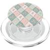Floral Aesthetic Flower Botanical Gifts Motivo a scacchi pastello Cottagecore Tea Fiori di campo Floreale PopSockets PopGrip per MagSafe