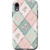 Floral Aesthetic Flower Botanical Gifts Custodia per iPhone XR Motivo a scacchi pastello Cottagecore Tea Fiori di campo Floreale