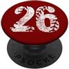 Distressed White Baseball Softball Team Baseball Softball Mom #26 Numero 26 Lacci Distressed Bianco PopSockets PopGrip Adesivo