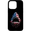Paint Dripping Patriotic 4th of July US Custodia per iPhone 15 Pro Max Megalodon - Squalo gigante bandiera americana USA gocciolamento graffiti amante