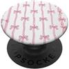 Pink Pastel Aesthetic Girly Kawaii Coque Fiocco Rosa Strisce Coquette Estetica Girly Rosa Pastello PopSockets PopGrip Adesivo