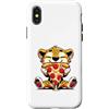 Cheetah eating Pizza Graphic Cheetah Lov Custodia per iPhone X/XS Divertente grafica con ghepardo per ragazzi, ragazze, donne, bambini