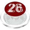 Distressed White Baseball Softball Team Baseball Softball Mom #26 Numero 26 Lacci Distressed Bianco PopSockets PopGrip per MagSafe