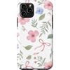 Floral Aesthetic Flower Botanical Gifts Custodia per iPhone 11 Pro Carino Crema Rosa Floreale Fiocco Foglie Modello Vintage