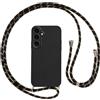 Vauki Cover con Cordino per Samsung Galaxy S26, Custodia con Laccio Collana Tracolla Collo Silicone Antiurto TPU Custodia Traslucida Opaca Protettiva Case per Samsung S26 6.3,Oro Nero