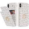 SailorTech per iPhone Xs Max Custodia con portacarte, iPhone XS Max Custodia telefonica ad anello con supporto per carta di credito Custodia per iPhone XS Max-Leopardo Bianco