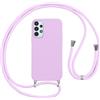 Vauki Cover per Cordino con Collana per Samsung Galaxy A13 4G, Custodia Silicone Morbido con Corda, Case Tracolla Antiurto con Necklace Regolabile per Samsung A13 4G 6.6, Viola 01