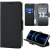 N NEWTOP Cover Compatibile con XIAOMI 13 Lite, HQ Lateral Custodia Libro Flip Chiusura Magnetica Portafoglio Simil Pelle Stand Protezione Completa Case TPU Anti Urto Guscio Base Porta (Nero)