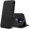 Verco Case per Samsung Galaxy S9 Plus Custodia, Cover a Libro Pelle PU per Samsung S9+ Custodia Premio Booklet Protettiva, Nero