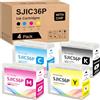 Yongairuink Compatibile SJIC36P Inchiostro per C13T44C140 C13T44C240 C13T44C340 C13T44C440 per EPN ColorWorks C6000 C6500 Ae Pe (1BK 1C 1M 1Y)