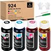 Yongairuink 924 ricariche per bottiglie di inchiostro 924 cartucce d'inchiostro per HPQ OfficeJet Pro 8120 OfficeJet Pro 8122e 8124e 8125e 8132e 8134e 8135e All-in-One (4 pezzi)