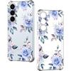 Nuxiady Cover per Samsung Galaxy S26 Sottile silicone TPU Trasparente Antiurto Case Fiore Disegni Antigraffio Bumper Custodia per Samsung S26, Rosa Blu