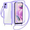 FERLAN Cover per Xiaomi Redmi Note 12S 4G con Cordino, 360 Gradi Antiurto Custodia con Protezione Schermo Integrata Trasparente Rugged TPU Bumper Doppia Protettiva Cover per Xiaomi Redmi Note 12S 4G -Viola
