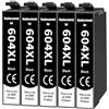 Generico Cartucce 604XL Nere, Confezione da 5, compatibili con Epson XP-2200, XP-3200, XP-4200, WF-2910, WF-2930, WF-2950