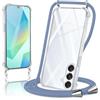 Micnkifo Cover con Cordino per Samsung Galaxy A16, Trasparente Silicone Sottile Morbido Custodia con Regolabile Collana Laccio Tracolla, Antigraffio Antiurto Proteggere Case con Corda, Grigio