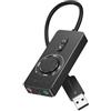 VENTION Scheda audio USB, scheda audio stereo esterna con controllo del volume, adattatore audio da USB a jack da 3,5 mm per Windows, Mac, PC, laptop, desktop, cuffie, switch e altro ancora