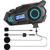 Yosoo Health Gear Auricolare Bluetooth per Casco da Moto, Interfono Moto con IP65 Impermeabile, doppia tecnologia intelligente di riduzione del rumore, 500m Comunicazione, schermo digitale, Autonomia di 40 ore