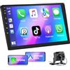 Podofo Autoradio Doppio Din 2 Din con Carplay Android Auto, 2+32G 9 Pollici Android 13 Auto Radio con RDS GPS WiFi Bluetooth Radio FM Telecamera di Retromarcia