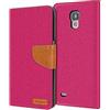 Verco Galaxy S4 Custodia per Cellulare, Caso Tessuto per Samsung Galaxy S4 Cover Tessilo Portafoglio Case, Rosa