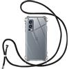 Vauki Cover con Cordino per OnePlus Nord 2 5G,Custodia con Laccio Collana Tracolla Trasparente Silicone TPU+PC Bumper Back Antigraffio Proteggere Case Corda per OnePlus Nord 2 5G,Nero