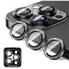 Kucheed Proteggi Obiettivo Della Fotocamera Compatibile con per iPhone 13 Pro/13 Pro Max, Proteggi Schermo per Fotocamera in Vetro Temperato HD, Anelli Singoli in Metallo con Allineamento Automatico
