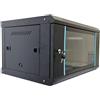 Generico Armadio Rack da Parete 6U 19 in Acciaio Nero con Porta in Vetro Temperato e Serratura - 60x45x35 cm - Montaggio a Muro per Server, Switch, DVR, Router